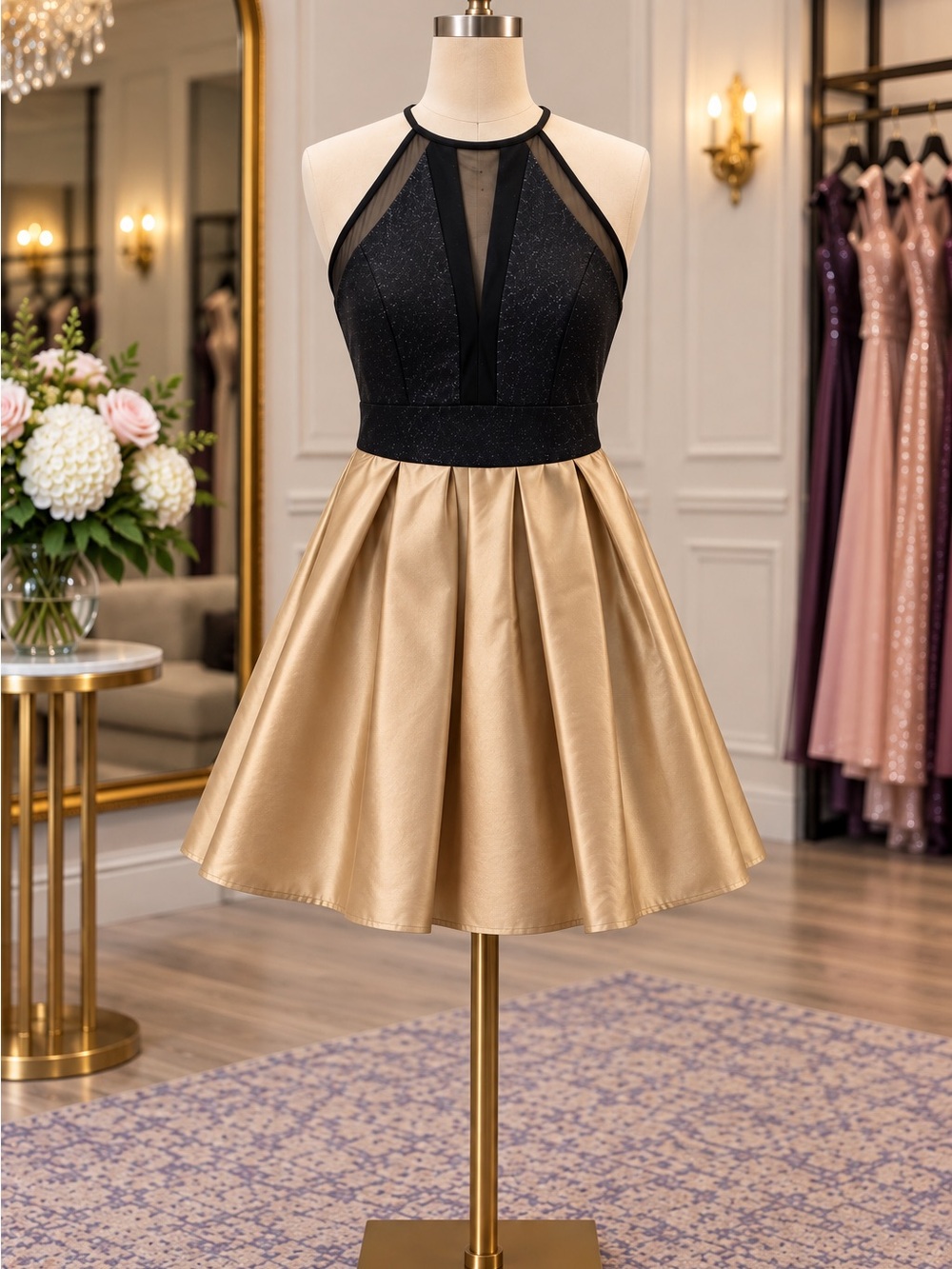 Teeze Me Black & Gold Party Dress – Juniors Size 14/15 – New Without Tags